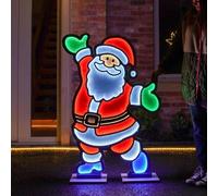 Festive Lights - 1.2m Infinity Mirror Santa Claus Christmas Figure 3D Freestanding Acrylic Décor - 891 Multicolour SMD LEDs, Mains Powered, Indoor Outdoor Use, Wooden Base, 5m Clear Cable, IP44 Rated