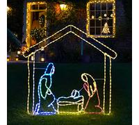 Festive Lights - 1.2m Nativity Scene Christmas Silhouette Figures - 384 Multicoloured LEDs - Mains Powered Freestanding Indoor Outdoor Rope Light Motif Decoration
