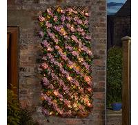 Festive Lights 1.8m Outdoor Garden Artificial Pink Blossom Ivy Trellis with Solar Light - 50 Warm White LEDs