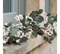 Festive Lights 1.8m Traditional White Winterberry Green Foliage Artificial Indoor Christmas Garland Decoration
