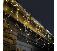 Festive Lights - 10.4m Christmas Multi Function Warm White 400 LED Icicle Lights - Battery Operated Indoor Outdoor Home Garden Seasonal Lighting Hanging Decoration - with 6 Hour Timer