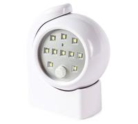 Festive Lights - 12.5cm White Adjustable 360° Circular PIR Motion Sensor Battery Wall Security Light - 10 White LEDs, 60 Lumen Output, Rotating Head, Indoor Outdoor IP44 Rated, Wire Free Illumination