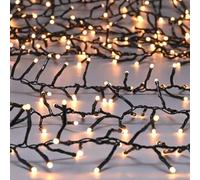 Festive Lights - 14.4m Glow-Worm Cluster Christmas Lights with 1,000 Warm White LEDs - 8 Functions, Green Cable, 10m Lead, Mains Powered, Indoor Outdoor Use, Timer Function, Seasonal Décor, IP44 Rated