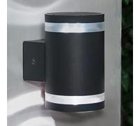 Festive Lights - 14cm Anthracite Stainless Steel Solar Security Welcome Wall Mounted Light with 5 White SMD LEDs - IP44 Rated, Outdoor Downlight - Integrated Panel, Automatic Sensor, Weather Resistant