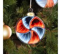 Festive Lights - 15cm Christmas Candy Cane Lollipop 3D Infinity Mirror Hanging Bauble Decoration - 63 Multicolour SMD LEDs, Battery Powered, 6 Hour Timer Function, Indoor Acrylic Ornament, Clear Lead