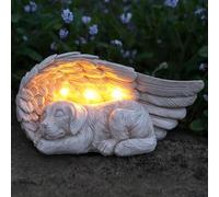Festive Lights - 19.5cm Solar Stone Effect Memorial Dog Light with Warm White LEDs - Weather-Resistant Polyresin, Outdoor Garden Tribute Ornament - Integrated Solar Panel, Automatic Night Glow