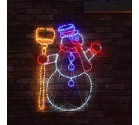 Festive Lights - 1m Christmas Snowman Flashing Rope Light Silhouette Figure - 360 Multicolour LEDs, Mains Powered, Indoor Outdoor Use, Wall Mounted or Freestanding - 5m Cable, Fixing Kit, IP44 Rated