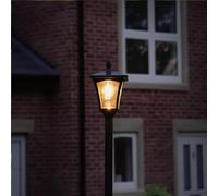Festive Lights - 2.1m (7ft) Solar Filament Effect Traditional Victorian Style Lamp Post Light - 3 Warm White LEDs, Dual Brightness Settings - Outdoor Garden Feature, IP44 Rated, Fixing Kit Included