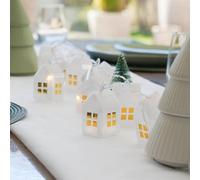 Festive Lights - 2.7m Sparkling House Battery Powered Indoor Fairy Light Garland - 10 Warm White LEDs, 6 Hour Timer Function, Clear Cable, Plastic Build, Elegant Mantelpiece or Table Decoration