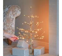 Festive Lights - 2ft 60cm Pre-Lit Champagne Gold Mains Powered Plug In Christmas Twig Tree - Warm White LEDs With Bendable Twigs - Indoor Seasonal Decor Lighting