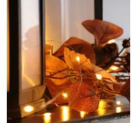 Festive Lights 2M 20 Amber Led Battery Powered Decorative Micro Firely Fairy String Lights On Silver Wire