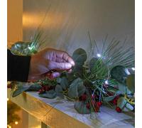 Festive Lights 2M 20 White Led Battery Powered Decorative Micro Firely Fairy String Lights On Silver Wire