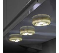 Festive Lights - 3 Pack of Small Battery Operated White SMD LED Cupboard Wall, Kitchen Unit, Garage Lights with Remote Control