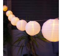 Festive Lights - 4.5m Solar Power Chinese Lantern String Lights - 10 Warm White LEDs, 14cm XL Lanterns, Outdoor Garden Decoration, IP44 Rated, 3m Lead Wire, 50cm Spacing - Summer Parties & Events