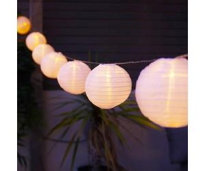 Festive Lights - 4.5m Solar Power Chinese Lantern String Lights - 10 Warm White LEDs, 14cm XL Lanterns, Outdoor Garden Decoration, IP44 Rated, 3m Lead Wire, 50cm Spacing - Summer Parties & Events