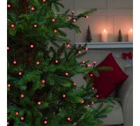 Festive Lights - 4.9m Christmas Multi Function 50 LED Red Berry Fairy String Lights - Battery Operated Indoor Outdoor Home Garden Tree Seasonal Lighting Decoration - with 6 Hour Timer