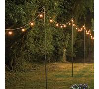 Festive Lights - 4 Pack 1.5m or 2.4m Adjustable Steel Festoon Poles for Hanging Decorative Lights, Lanterns, String, Christmas Lighting - Sturdy Metal Straight Pole Design, Garden Wedding Celebration