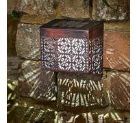 Festive Lights - 4 Pack of 11cm Solar Moroccan Style Wall Fence and Post Light with White LED - Copper Finish, IP44 Rated, Outdoor Decorative Lighting - Integrated Panel, Weather Resistant Design