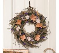 Festive Lights 42cm/ 16.5" Wildflower Viola Whirl Foliage Spring Wreath, Artificial Indoor Outdoor - Purple & Yellow