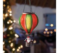 Festive Lights - 45cm Battery Power Red & Green Christmas Santa Claus Cool Fiesta Realistic Flame Indoor Hanging SMD LED Hot Air Balloon Lantern - Multicoloured Glass Effect Flaming Light with Handle