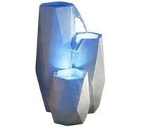 Festive Lights - 49.5cm White Serenity Cascading Solar Powered LED Lit Water Feature - Stone Effect Outdoor Polyresin Garden Fountain - Timer Function, Contemporary Design, IP44 Rated, 3m Black Cable