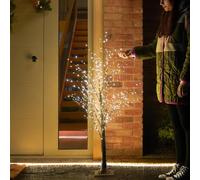 Festive Lights - 4ft 1.2m Black Dewdrop Microdot Prelit Christmas Twig Tree Decoration - 500 Warm White LEDs, Indoor Outdoor Use, IP44 Rated, Mains Plug In, 5m Cable, Bendable Branches, Metal Frame