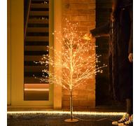 Festive Lights - 4ft 1.2m Pre-Lit Gold Microdot Dewdrop Christmas Twig Tree - 600 Warm White LEDs with Bendable Twigs - Indoor Outdoor Prelit Mains Powered Plug in Seasonal Xmas Decor Lighting