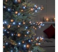 Festive Lights - 5.17m Christmas Fairy String Lights - 200 Clear White & Warm White Flickering LEDs - Battery Operated Indoor/Outdoor Decoration - Perfect for Holiday Lighting and Festive Displays