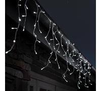 Festive Lights - 5.2m Christmas Multi Function Clear White 200 LED Icicle Lights - Battery Operated Indoor Outdoor Home Garden Seasonal Lighting Hanging Decoration - with 6 Hour Timer