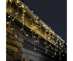 Festive Lights - 5.2m Christmas Multi Function Warm White 200 LED Icicle Lights - Battery Operated Indoor Outdoor Home Garden Seasonal Lighting Hanging Decoration - with 6 Hour Timer