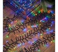 Festive Lights - 5.2m Multicolour Battery Powered 360 LED Christmas Cluster String Fairy Lights - 8 Display Functions, 6 Hour Timer, Indoor Outdoor Use, IP44 Rated, Green Cable, Traditional Design