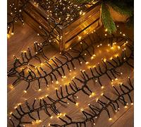 Festive Lights - 5.2m Warm White Battery Powered 360 LED Christmas Cluster String Fairy Lights - 8 Display Functions, 6 Hour Timer, Indoor Outdoor Use, IP44 Rated, Green Cable, Traditional Design
