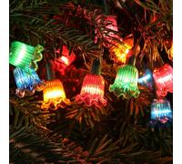 Festive Lights - 5.85m Canterbury Belles LED Retro Vintage Style Christmas Fairy String Lights - 40 Multicolour Bulbs, Indoor Outdoor Use, Mains Plug in, 5m Green Cable, 8 Hour Timer, Removable Caps