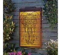 Festive Lights - 50cm Solar Elephant Illuminated Décor Panel Wall Art with Warm White LED Backlight - Metal Construction, IP44 Rated, Automatic Dusk Activation, Wire Free Garden Fence Patio Feature