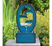 Festive Lights - 50cm Solar Power Azure Falls Outdoor Water Feature with Cascading Tiers - Blue Polyresin Garden Fountain, External Panel, Self Contained Design, Recirculating Pump, Energy Efficient