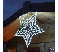 Festive Lights - 55cm Hanging Christmas Star Silhouette - 100 Multi Function LEDs - Indoor Outdoor Mains Powered Seasonal Traditional Wall Window Lighting Decoration (White)