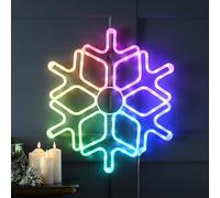 Festive Lights - 57cm Christmas Digital RGB Snowflake Wall Light - 16 Colour Options, 100 LEDs - 18 Display Functions - Indoor Outdoor Remote Controlled Plug In Decoration with 8 Hour Timer