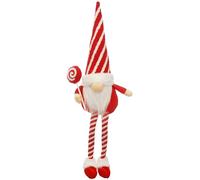 Festive Lights - 64cm Red & White Stripe Dangly Legs Christmas Gonk Decoration - Soft Plush Body, Faux Fur Beard, Weighted Base, Pointed Hat Detail, Indoor Use, Seasonal Shelf or Mantel Display