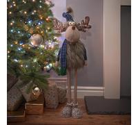Festive Lights - 67cm Christmas Standing Reindeer Figure with Telescopic Adjustable Legs - Brown Indoor Extendable Seasonal Decoration, Perfect for Holiday Home Décor and Displays