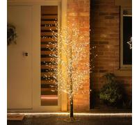 Festive Lights - 6ft 1.8m Black Dewdrop Microdot Prelit Christmas Twig Tree Decoration - 1,300 Warm White LEDs, Indoor Outdoor Use, IP44 Rated, Mains Plug In, 5m Cable, Bendable Branches, Metal Frame
