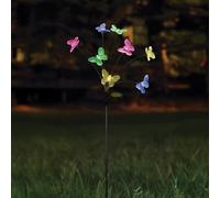 Festive Lights - 70cm Solar Garden Butterfly Stake Light with 8 Multicolour LED - Weather Resistant Outdoor Decor, Adjustable Arms & Tiltable Panel - Automatic Dusk to Dawn Glow for Pathways & Borders