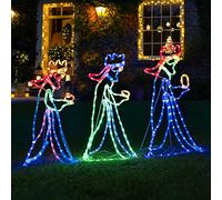 Festive Lights - 70cm Three Kings Christmas Silhouette Figures - 360 Multicoloured LEDs - Mains Powered Freestanding Indoor Outdoor Nativity Rope Light Motif Decoration