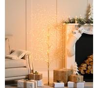 Festive Lights - 7ft 2.1m Pre-Lit Gold Microdot Dewdrop Christmas Twig Tree - 2,000 Warm White LEDs With Bendable Twigs - Indoor Outdoor Prelit Mains Powered Plug In Seasonal Xmas Decor Lighting