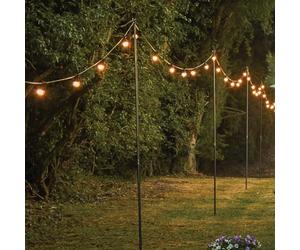 Festive Lights - 8 Pack 1.5m or 2.4m Adjustable Steel Festoon Poles for Hanging Decorative Lights, Lanterns, String, Christmas Lighting - Sturdy Metal Straight Pole Design, Garden Wedding Celebration
