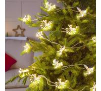 Festive Lights - 9.5m Warm White Christmas Firework Starburst Mains Plug in Fairy Lights - 400 LEDs, 8 Hour Timer, 8cm Bursts, IP44 Indoor Outdoor Use, Silver Wire, 10m Lead Cable, Decorative Display