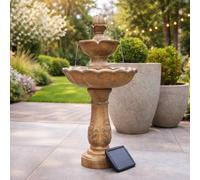 Festive Lights - 98cm Solar & Battery Water Feature Fountain - Outdoor Garden Fountain with Remote Control, 3-Tier Cascading Design, Bronze Effect, Weather Resistant, No Mains Required