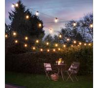 Festive Lights - ConnectGo® 5m Outdoor Mains Powered Connectable G50 Festoon Lights IP65 Black Rubber Cable, Warm White Filament Effect LED Bulbs - Garden Wedding Party Decorative Lighting (No Plug)