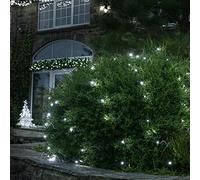 Festive Lights - ConnectGo Connectable Fairy Net White LED Lights, Indoor & Outdoor, Dark Green Cable, Mains Powered Plug in Decorative Garden Lights (2m x 2m, No Plug)