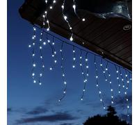 Festive Lights - ConnectGO Connectable Indoor & Outdoor Icicle Lights - Mains Powered LED Lighting with Black PVC Cable - Christmas, Garden, Home & Party (White, 10m)