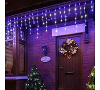 Festive Lights - ConnectGO Connectable Outdoor Icicle Lights - Mains Powered 200 LED String Lighting - Christmas, Garden, Home & Party (Blue & White, 20m)